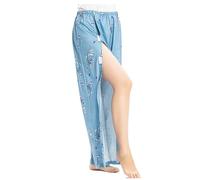 ApuaVireo&Co Post Shoulder Surgery Shirts, Tear Away Full Open Pants for Women, Bedridden Patient Clothing(Blue Pants,XXL)