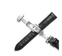 ApuaVireo&Co Stainless Steel Watch Straps with Butterfly Clasp Universal Leather Watch Strap 20mm 22mm 12-24mm(Black,15mm)