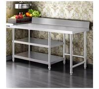 ApuaVireo&Co Thickened 304 Stainless Steel Storage Rack Work Table Kitchen Preparation Table with Guardrail Adjustable Table Leg Height Workbench(47.2x19.7x31.5in)