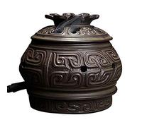 ApuaVireo&Co Timing Temperature Control Rough Pottery Incense Burner,Electronic Aromatherapy Furnace,Agarwood Essential Oil Electric Diffuser,Home Porcelain(C)