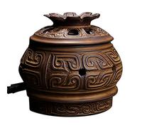 ApuaVireo&Co Timing Temperature Control Rough Pottery Incense Burner,Electronic Aromatherapy Furnace,Agarwood Essential Oil Electric Diffuser,Home Porcelain(C)