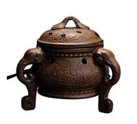 ApuaVireo&Co Timing Temperature Control Rough Pottery Incense Burner,Electronic Aromatherapy Furnace,Agarwood Essential Oil Electric Diffuser,Home Porcelain(A)