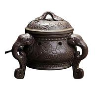 ApuaVireo&Co Timing Temperature Control Rough Pottery Incense Burner,Electronic Aromatherapy Furnace,Agarwood Essential Oil Electric Diffuser,Home Porcelain(A)