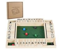 ApudArmis 4-Way Shut The Box 14 Inches, Large Wooden Board Game Set with Dice, Shut-The-Box for Kids & Adults - Learning Addition Classroom Home Party Pub