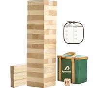 ApudArmis 54 PCS Tumble Timber Set, Pinewood Tumble Tower Game with Dice and Scoreboard - Classic Stacking Board Game for Adults Teenagers (1.5Ft to Over 3.2Ft)