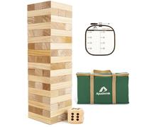ApudArmis Giant Tumble Tower, 54 PCS Pine Stacking Outdoor Game 4.2FT