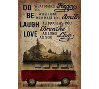 Apular Camping Do Happy Be Smile Laugh Breathe Love Live Poster,12 * 8 Inches Vintage Funny Poster Wall Decor Art Gift Retro Picture Metal Sign