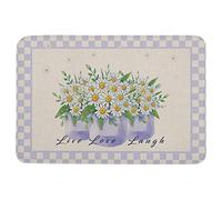Apular Fashion Doormat Bathroom Rugs Welcome Mat Live Love Laugh Small Daisies with Bottle and Plaid Non Slip Ultra Absorbent Mat for Outdoor Indoor Entrance Floor Mat Kitchen Home Decor 24x16 Inch