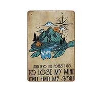 Apular Into The Forest I Go to Lose My Mind and Find My Soul Poster Turtle Wall Art Best Gift for Turtle Lover Turtle Poster Turtle Prints Novelty Retro Metal Tin Sign 8"x12"