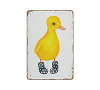 Apular Little Funny Duck Black Dotted Welly Rainboots Poster Nursery Wall Art Kids Room Print Baby Illustartion Watercolour Art Novelty Retro Metal Tin Sign Home Decor 8"x12"