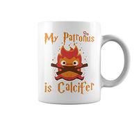 Apular Novelty Ceramic Coffee Mug My Patronus is Calcifer Mug Funny Mug Anniversary Birthday Christmas Gifts Tea Cups Home Decor, 11 Oz