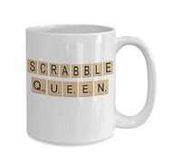 Apular Novelty Ceramic Coffee Mug Scrabble Queen Funny Mug Anniversary Birthday Christmas Gifts Tea Cups Home Decor, 11 Oz