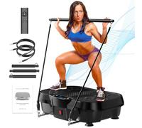 APUOCE Vibration Plate Exercise Machine - Whole Body Workout Vibration Platform Machine for Lymphatic Drainage, Home Fitness & Weight Loss w/Pilates Bar + Resistance Bands + Remote