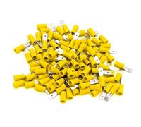 Aputoxz 100PCS 1/4" Male Quick Disconnects, Vinyl Insulated Spade Wire Connector, 12-10 AWG Crimp Terminal, 6.3mm Yellow for Automotive and Electrical Applications