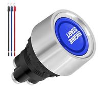 Aputoxz 12V-24V Engine Start Button Switch, 50A Push to Start Ignition Switch with Blue LED Light, Stainless Steel Starter Button 7/8" Mounting Hole, Universal DIY Kit