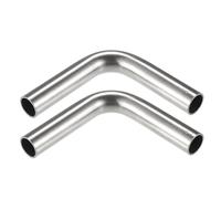 Aputoxz 2 Pcs 0.75" OD 4" Leg 90 Degree Bend Elbow SS304 Stainless Steel Exhaust Pipe Intercooler Air Intake Tube Universal 1.5mm Thickness for Car Silver Tone