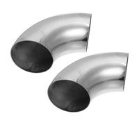 Aputoxz 2 Pcs 3.5 Inch OD 90 Degree Mandrel Bend Elbow SS304 Stainless Steel Exhaust Pipe 1.5mm Thickness for Car Modified Exhaust System Silver Tone