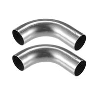Aputoxz 2 Pcs 90-Degree Bend Elbow Pipe Tube, 1.25" OD, 4" x 3.15" Leg, Universal 304 Stainless Steel Exhaust & Air Intake Tube for Car Truck - Silver Tone
