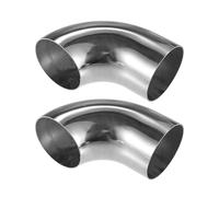 Aputoxz 2 Pcs 90-Degree Bend Elbow Pipe Tube, 2.5" OD, 4.72" x 3.54" Leg, Universal 304 Stainless Steel Exhaust & Air Intake Tube for Car Truck - Silver Tone