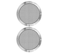 Aputoxz 2pcs 6.5 Inch Metal Glossy Car Audio Speaker Cover Mesh Subwoofer Grill Horn Guard Decorative Circle Grille Protector Black Silvery