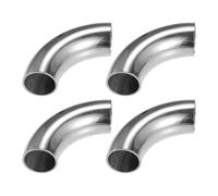 Aputoxz 4 Pcs 1 Inch OD 90 Degree Mandrel Bend Elbow SS304 Stainless Steel Exhaust Pipe 1.5mm Thickness for Car Modified Exhaust System Silver Tone