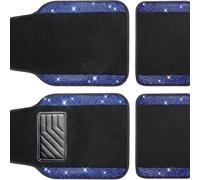 Aputoxz 4pcs Car Floor Mats Bling Diamond,Waterproof Car Carpet Mats, Anti-Slip Universal Car Mats Shining Rhinestone Automotive Floor Mats for Cars, Trucks, SUVs Blue Diamond