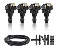 Aputoxz 4pcs Fit for Most Cars Front Windshield Washer Nozzle kit Windshield Washer Nozzles Including Adapters and Hoses Windshield Washer Nozzles Wiper Spray