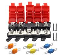 Aputoxz 5-Way MIDI Fuse Holder, Power Distribution Block with Pre-Installed 30A 60A 100A MIDI Fuses - Heavy Duty for Automotive and Marine Use