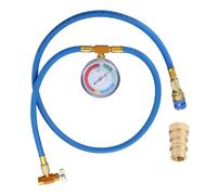 Aputoxz 59" R134A Refrigerant Charging Hose, AC Recharge Kit with Gauge, AC Charging Hose Kit, with Puncture Type Can Tap Valve, R134A Low Pressure Quick Adapter, and R12 to R134a Conversion Adapter