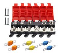 Aputoxz 6-Way MIDI Fuse Holder, Power Distribution Block with Pre-Installed 30A 60A 100A MIDI Fuses - Heavy Duty for Automotive and Marine Use