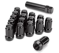 Aputoxz ATV M10x1.25 Lug Nuts Black, 16pcs Closed End Spline Wheel Lug Nuts with Socket Key, 1.4" Long Cone Seat for Honda Arctic Cat Can-Am for Kawasaki for Suzuki UTV/ATV Wheels
