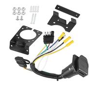 Aputoxz Black 4 Way Flat to 7 Way Round Blade Trailer Adapter Plug End 4 Pin to 7 Pin Electrical Connector W/Mounting Bracket for Car for RV Truck