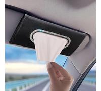 Aputoxz Bling Car Tissue Holder,Sun Visor Tissue Holder,Diamond Mask Holder for Cars Visor,PU Leather Tissue Box Holder,Wipes Case for Cars Visor,Back Seat Headrest Hanging Paper Towel Case (Black)