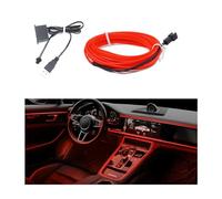 Aputoxz EL Wire Interior Car LED Strip Lights, USB Auto Neon Light Strip with Sewing Edge, 16FT Car Ambient Lighting Kits with Fuse Protection, Car Decoration Accessories (Red/16FT)
