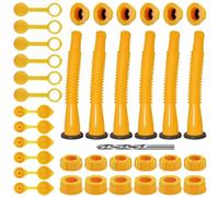Aputoxz Gas Can Spout Replacement, Gas Can Nozzle. Hose Length is 8.1 in, with Gas Tank Vent Caps, Thick Rubber pad, Spout Cover, Base Caps (6 Kit) for Most 1/2/5/10 gal Oil cans.