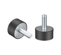Aputoxz M8 Thread Rubber Mounts, Vibration Isolators, Cylindrical Shock Absorber with Studs 30mm x 15mm 2pcs Black Universal Design