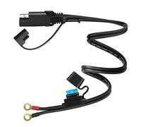 Aputoxz Motorcycle SAE Quick Disconnect Extension Cable Adapter,2 FT SAE to O Ring Terminal Harness with 10A Fuse 2 Pin Plugs,Extension Charge Cord for Car,Motorbike,Solar Panel,Tractor,Power Supply