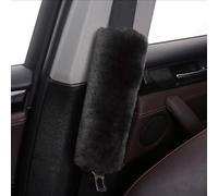 Aputoxz Soft Genuine Sheepskin Wool Auto Seat Belt Cover Seatbelt Shoulder Pad for a More Comfortable Driving, Compatible with All Cars(Black)