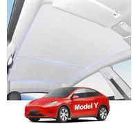 Aputoxz Tesla Model Y Sunshade Set 2020-2023, 7PCS Gray Roof Window Shades with Front & Rear Sunroof Covers, Silver Coated Inserts, Side Mesh Visors and Windshield Sunshade with Storage Bag