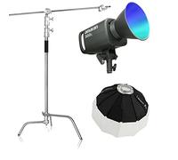 Aputure Amaran 300C with Aputure Lantern 65cm Softbox C Stand Kit, 300W RGB Full Color LED Video Light Bi-Color 2500K to 7500K Bowens Mount Continuous Light Bluetooth App Control Silent Fan
