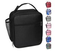 Apuucse Portable Insulated Lunch Bag with Side Mesh Pocket for Adults/Kids/Men/Women,Water-Resistant Leakproof Soft Cooler Bag Durable Thermal Lunch Box for Work/School/Picnic/Outdoor(Black)