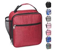 Apuucse Portable Insulated Lunch Bag with Side Mesh Pocket for Adults/Kids/Men/Women,Water-Resistant Leakproof Soft Cooler Bag Durable Thermal Lunch Box for Work/School/Picnic/Outdoor(Red)