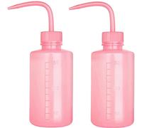 APUXON 2pcs 150ml 5Oz Narrow Mouth Squeeze Bottle Pink, Medical Lab Plastic, No Spill, Bend Mouth, Watering Cans