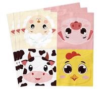 APUXXJUPA 100 Pcs Farm Animal Napkins, Multicolor, Paper, 33 cmx 33 cm, Multi-Ply, Children's Party Napkins
