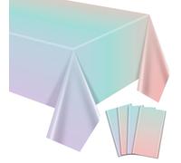 APUXXJUPA 4 Pack Rainbow Tablecloth, 130 x 220 cm Pastel Table Cloths Colorful Rainbow Table Covers for Ice Cream Party Decorations Wedding Easter Girl and Princess Birthday Party Supplies