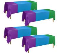 APUXXJUPA 4 Pack Video Game Tablecloths, Green Blue Purple Tablecloth for Kid's Gaming Party Decorations Monster Birthday Supplies, 130 x 220 cm