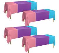 APUXXJUPA 4 PCS Blue Purple Pink Tablecloths, Mermaid Tablecloth Anime Cartoon Theme Decorations for Mermaid Birthday Party Decorations Baby Shower Wedding, 130 x 220 cm