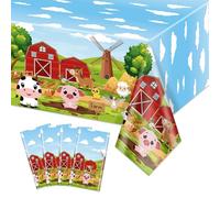APUXXJUPA 4 Pcs Farm Animal Tablecloths, 130 x 220 cm Farmhouse Tablecloth Farm Animal Table Covers for Kids Picnic Farm Theme Birthday Decorations Baby Shower