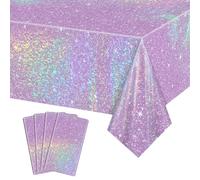 APUXXJUPA 4 Pcs Purple Laser Table Covers, Rectangular, Polyethylene (PE), 130 x 220 cm, Purple, Party Decorations, Wedding Supplies