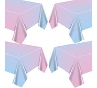 APUXXJUPA 4Pcs Gender Reveal Tablecloths, Waterproof Rectangle Pink and Blue Table Covers Gender Reveal Table Decorations for Boy or Girl Baby Shower Weeding, 130 x 220 cm